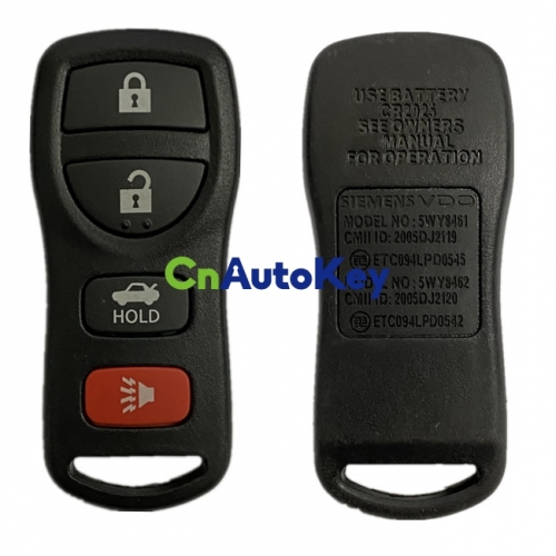CN027072 5WY8461 5WY8462 VDO Remote Key for Nissan Sylphy Tiida Qashqai Sunny X-Trail Titan for Infiniti 315MHz
