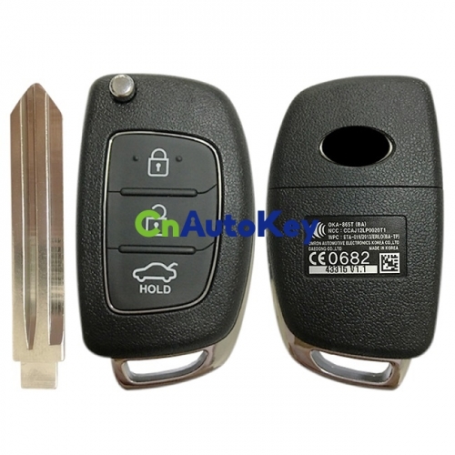 CN020059 Genuine HYUNDAI Elantra flip key remote, 3 buttons OKA-865T(BA), 433MHz 47CHIP