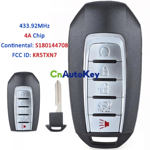 CN021007 5B Smart Remote Car Key FSK 433Mhz NCF29A1M HITAG AES 4A Chip For Infinit QX60 FCC ID KR5TXN7 S180144708