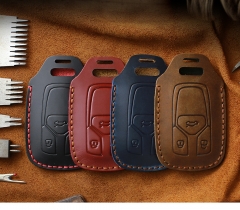 CS008021 For Old Audi B6 B7 B8 A4 A5 A6 A7 A8 Q5 Q7 R8 TT S5 S6 S7 S8 Key Bag Genuine Leather Remote Key Ring Smart Car Key Case