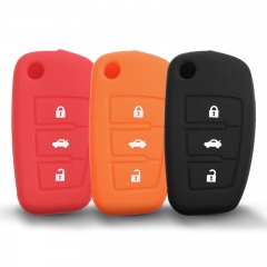 CS008015 For Audi Sline A3 A5 Q3 Q5 A6 C5 C6 A4 B6 B7 B8 TT 80 S6 Auto Protector Key Cover Silicone Car Key Fob Case 3 Button Flip