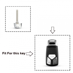 CS008019 10X For Audi Audi A4 A5 Q7 TT 2016 2017 Emergency Key Shell Uncut HU66 Blade Replacement Blank Insert Smart Key Fob