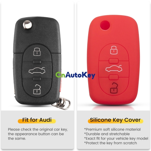 CS008038  For Audi A2 A3 S3 A4 S4 A6 S6 RS6 A8 Tt Allroad 3 Buttons Folding Remote Holder Silicone Car Key Cover Case Skin Jacket