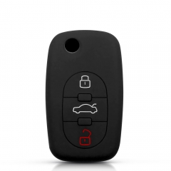 CS008038  For Audi A2 A3 S3 A4 S4 A6 S6 RS6 A8 Tt Allroad 3 Buttons Folding Remote Holder Silicone Car Key Cover Case Skin Jacket