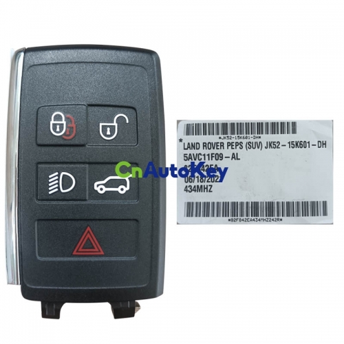 CN004037 OEM Smart key for Land/Range Rover Buttons:4+1 / Frequency:434MHz / Transponder: HITAG PRO Part No: PEPS(SUV)JK52-15K601-DH / Keyless Go