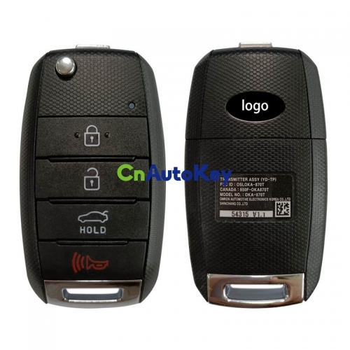 CN051138 OEM Kia Forte 2013-2016 Keyless Entry Remote Flip Key Fob OSLOKA-870T (YD-TP) 95430-A7400 4D70 chip