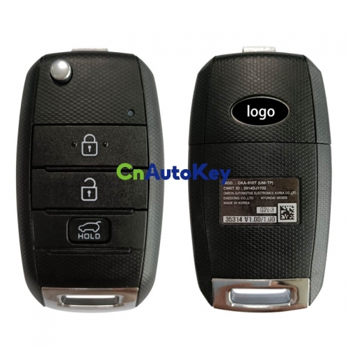 CN051139 Genuine KIA Sorento 2015-2019 Flip Remote Key 3 Buttons 433 MHz TIRIS DST80 Chip FCC ID: OKA-910T 95430-C5211/C5210