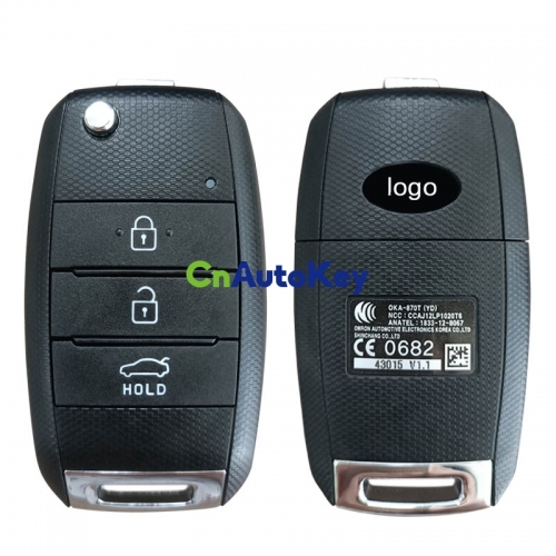 CN051142 Genuine Kia Cerato 2014+ Flip Remote, 3Buttons, OKA-870T , 433MHz 95430-A7100