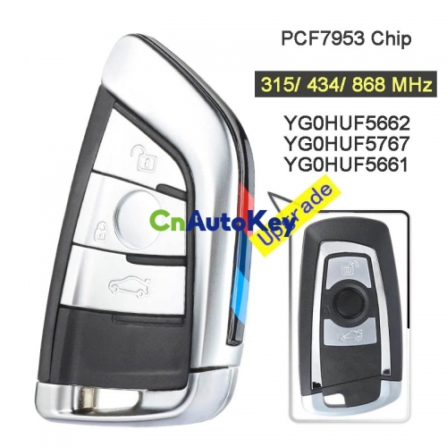 CN006102 315/434/868MHz PCF7953P CAS4+/FEM YG0HUF5662 / 5767 Upgraded 3 Button Remote Key Fob for BMW 1 2 3 4 5 6 7 Series X3 M2