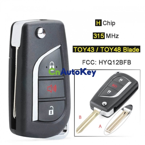 CN007249  315MHz H Chip FCC: HYQ12BFB, 89070-06790 Replacement Flip Folding 3 Button Remote Key Fob for Toyota Camry 2018 2019 2020 1 order