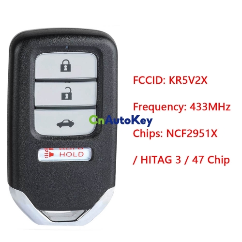 CN003145 for Honda Civic 2016 2017 2018 2019 2020 Remote Key Fob KR5V2X A2C92005000 72147-TBA-A01 72147-TBA-A02 433MHz