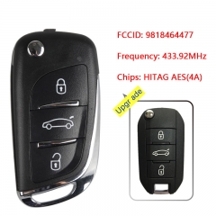 CN009048 3 Buttons 4A Chip Remote Flip Key Folding Car Key 433MHz HUF8435 For Pe...