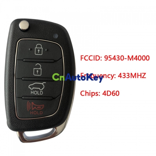 CN020119 2016 Hyundai Creta Remote Flip Key 3+1B 433MZ 4D60 80BIT 95430-M4000