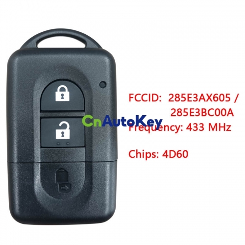 CN027023 ORIGINAL Key for Nissan Frequency 433 MHz Transponder 4D60 Part No 285E3AX605 / 285E3BC00A