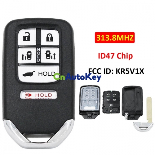 CN003146 5+1/6 Button Remote Car Key 313.8MHz ID47 Chip FCC ID: KR5V1X A2C83158300 A2C80084300 for Honda Odyssey 2014 2015 2016 2017