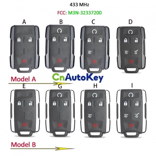 CN014084  Remote Control Key 3 / 4 / 5 / 6 Button 433MHz Fob for Chevrolet Silverado 2019- 2021, GMC Sierra 2021 FCC: M3N-32337200