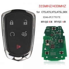 CN030014 Smart Remote Key 5 Button Keyless Entry Fob 315MHZ/ 433MHz for Cadillac XTS CTS CT6 ATS SRX ATSL 2017-2018 HYQ2EB   HYQ2AB