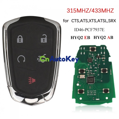 CN030014 Smart Remote Key 5 Button Keyless Entry Fob 315MHZ/ 433MHz for Cadillac XTS CTS CT6 ATS SRX ATSL 2017-2018 HYQ2EB   HYQ2AB