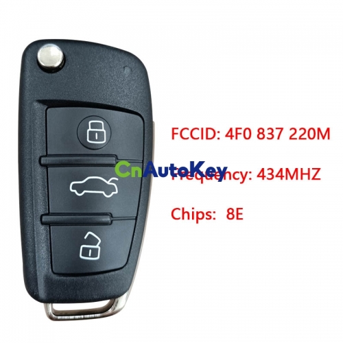 CN008065 Audi Q7 A6 remote flip key 433 MHz 8E chip 4f0837220m