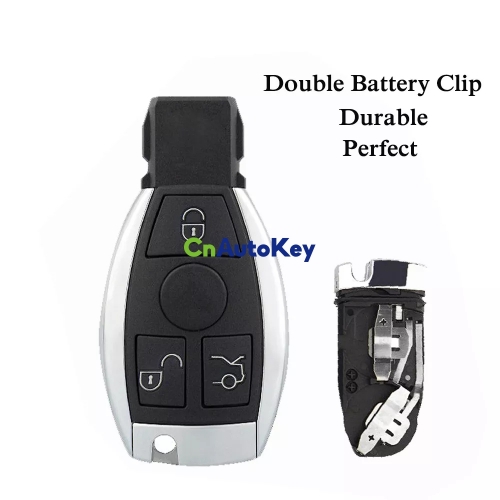 CS002055 Smart Key Card Housing Uncut Insert Blade 3 3 + 1 Button Fob Case for Mercedes Benz 2 Battery Holder