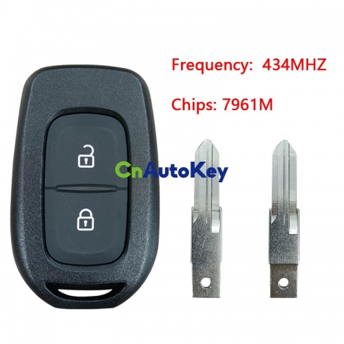 CN010058 2 Button Remote Smart Car Key 433MHZ 4A PCF7961M Chip VAC102 Uncut Blade for Renault Sandero Dacia