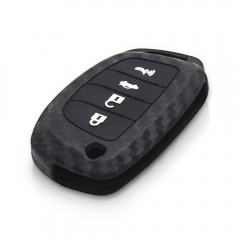 CS020032 For Hyundai i25 ix35 Sonata 2017 2018 2019 For Car Accessories Key Case 4 Button Silicone Car Key Case Carbon Key