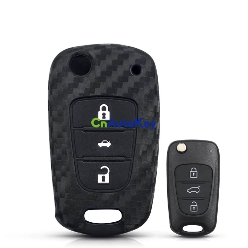 CS020031 10pcs For Hyundai I30 IX35 For Kia Kia RIO K2 K5 Car Keys Blank Protector Case Cover Carbon Fiber Silicone Car Key Shell