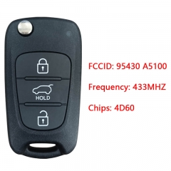 CN020095 Genuine Hyundai i30 3 Buttons Flip Remote Key 2012+ 433MHZ 4D60 Chip RK...