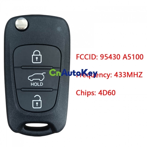 CN020095 Genuine Hyundai i30 3 Buttons Flip Remote Key 2012+ 433MHZ 4D60 Chip RKE-4F04(GD) 95430 A5100