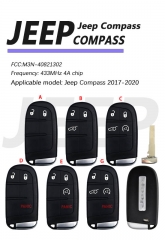 CN086038 2/3/4/5BT Smart Remote Control Key 433mhz 4A Chip Keyless Entry SIP22 Blade For Jeep Compass M3N-40821302