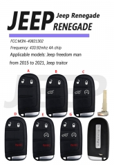 CN086037 2/3/4/5BT Smart Remote Control Key 433mhz 4A Chip Keyless Entry SIP22 Blade for Jeep Renegade M3N-40821302