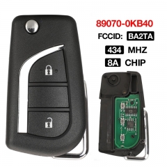 CN007267 2 Button BA2TA 433MHz 8A Chip 89070-0KB40 Folding Filp Remote Control Car Key Fob Fit For Toyota Hilux 2015 - 2020