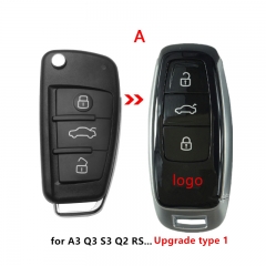 CS008041 Car Modified Remote Key Shell Upgrade Keyless Key Case for Audi A3 A4 A6 A8 TT Q2 Q3 Q5 Q7 S3 S5 R3 A7 RS3 RS5 Remote Key Cover