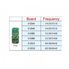 CN007271 Lonsdor ft03 FT03-0120 312/315/433mhz inteligente chave pcb para toyota alphard vellfire 8a chip k518 inteligente placa chave remota