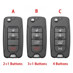 CS086004 2+1 Buttons For Jeep Renegade 2015/6/7/8 Flip Remote Car Key Shell Case With Uncut SIP22 Blade Replacement With Logo