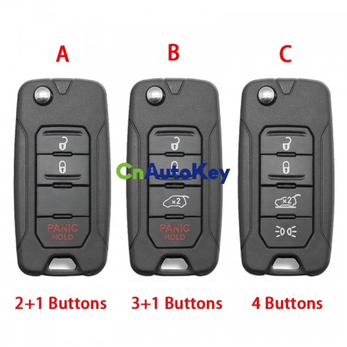 CS086004 2+1 Buttons For Jeep Renegade 2015/6/7/8 Flip Remote Car Key Shell Case With Uncut SIP22 Blade Replacement With Logo