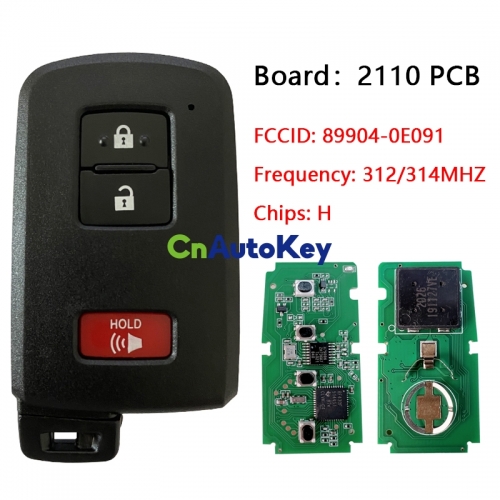 CN007147 2012-2019 For Toyota Prius Tacoma Land Cruiser 3-Button Smart Key PN 89904-0E091 HYQ14FBA (AG Board 2110 PCB)