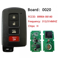 CN007144 2012-2020 For Toyota 4-Button Smart Key 315MHZ PN 89904-06140 HYQ14FBA G BOARD 281451-0020