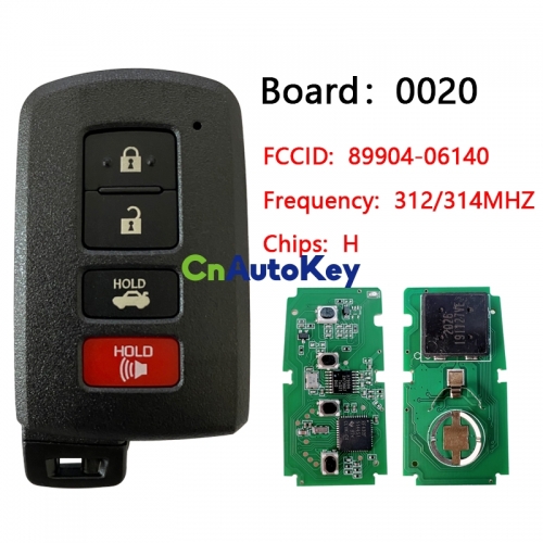 CN007144 2012-2020 For Toyota 4-Button Smart Key 315MHZ PN 89904-06140 HYQ14FBA G BOARD 281451-0020