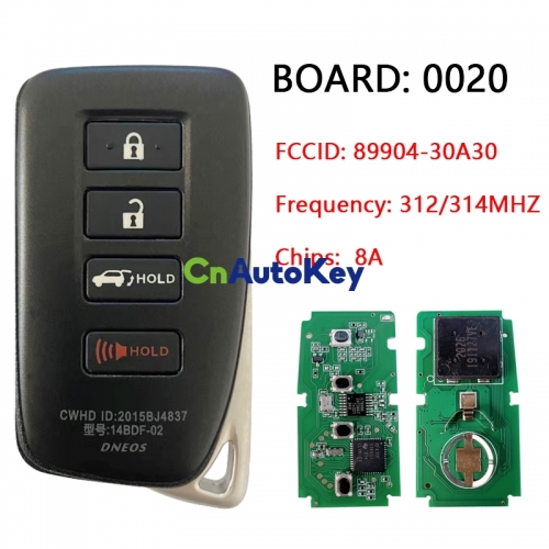 CN052016 For Lexus ES350 4-Button Smart Key HYQ14FBA G BOARD 0020 89904-30A30