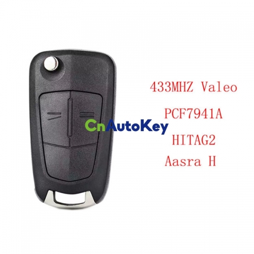 CN028021 2 Buttons 433MHz PCF7941A Remote Flip Key Fob For Opel Astra H Zafira B 2004-2013 Valeo 736-743-A 13.149.658 Marked Genuine Key