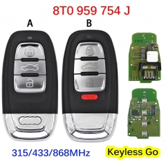 CN008080 3 Button Car Smart Card Remote Key For Audi A4 S4 A5 S5 Q5 A6 Keyless go PCF7945A 315Mhz 8T0 959 754J