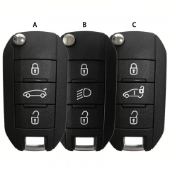 CN009052 Peugeot 433 MHz transceiver HITAG AES 3 button smart key fob (with logo...
