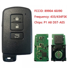 CN007164 Toyota Highlander 3 button Smart key keyless OEM 434mhz - BH1EW TOKAI RIKA