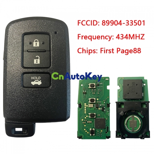 CN007160 For Smart Key for Toyota AurisRav 4 3Buttons 434MHz First Page88 Model BA9EQ Part No 89904-33501 Keyless Go