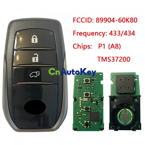 CN007154 For Toyota Land Cruiser 2016-2017 Genuine Smart Key 3 Buttons 433MHz P1 (A8) TMS37200 Transponder 89904-60K80 BJ2EW