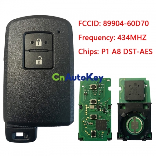 CN007162 For Toyota Land Cruiser Smart Key, 2Buttons, BH1EK P1 A8 DST-AES Chip, 433MHz 89904-60D70 Keyless Go