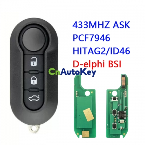 CN017014 3 Button Remote Flip Car Key 433Mhz For Fiat 500 Grande Punto Doblo Qubo 2006 2007 2013 Delphi BSI with PCF7946