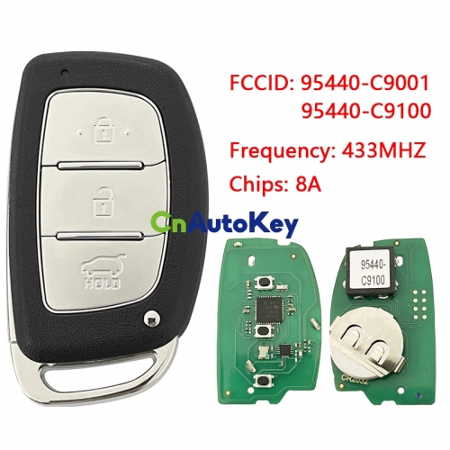 CN020228 3 Button Smart Remote Car Key Fob 433Mhz 8A Chip for Hyundai IX25 Creta Before or After 2017 P/N: 95440-C9001 95440-C9100