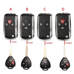 CS007136 2/3/4 Buttons Updated Flip Remote Key Case For Toyota Avlon Crown Corol...